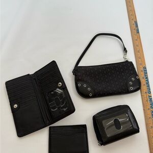 Black Wristlet and Wallet lot4 pieces total checkbook card holder